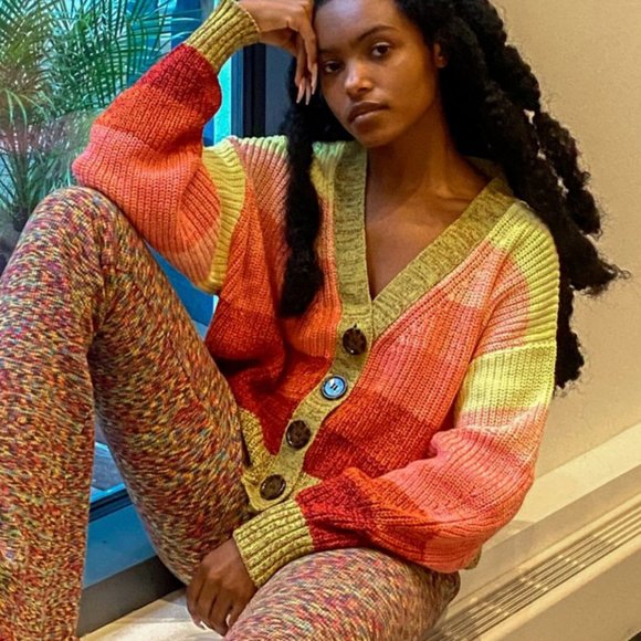 ⭐️ 🌻 Turner Ribbed Button-Down Boho Peasant Hipster Hippie Deco Modern Sweater - Picture 3 of 5